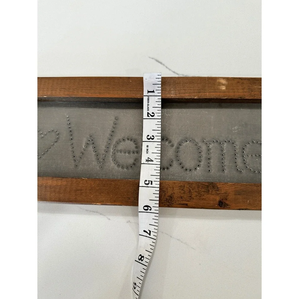 Rustic‎ Welcome Sign Punched Metal Wood Framed Farmhouse Wall Decor